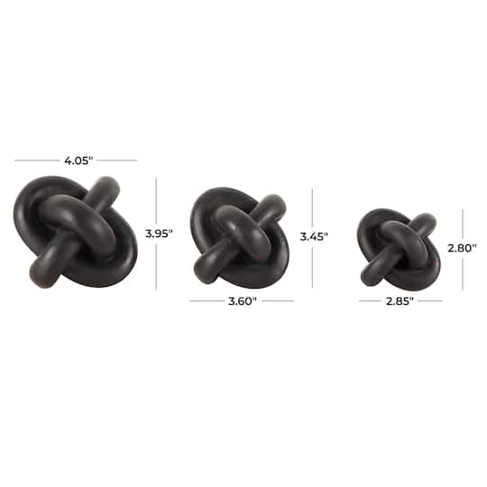Black Geometric Knot Inspired Sculpture Set
